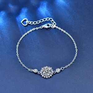 Moissanite diamond sunflower halo bracelet